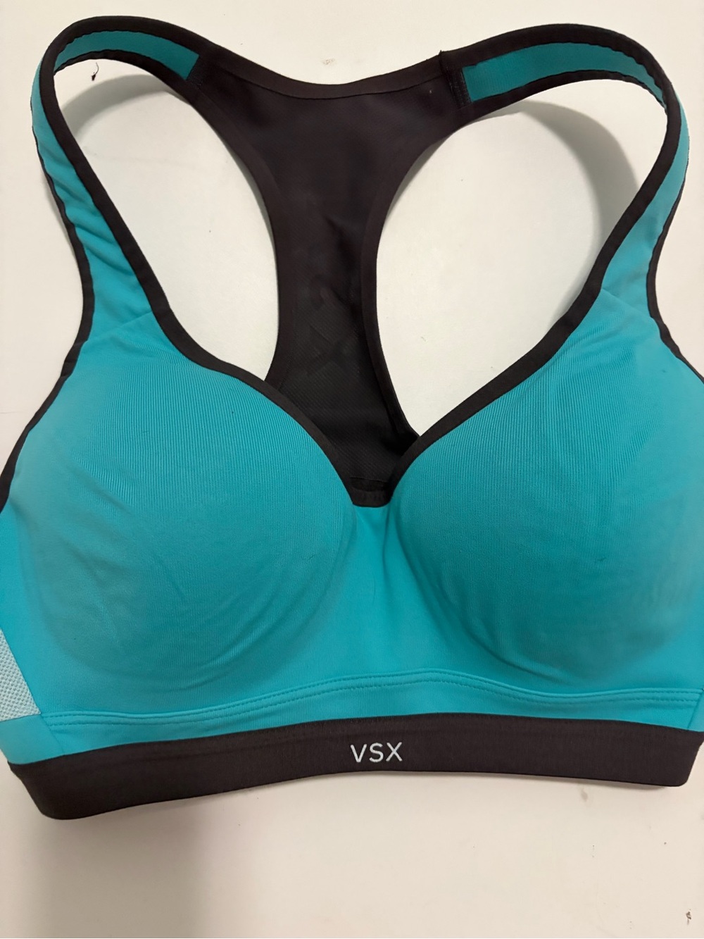 VSX Teal & Light Blue Racerback Sports Bra with Black Trim
